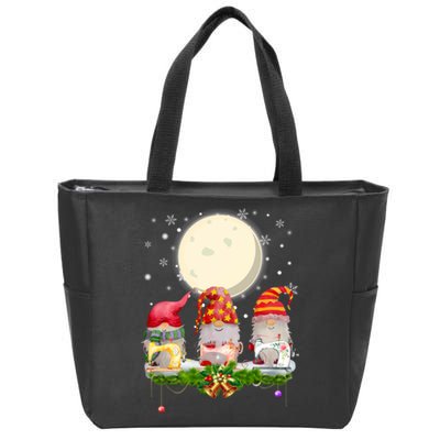 Cute Sewing Gnomes Santa Quilting Xmas Christmas Gift Long Sleeve Zip Tote Bag