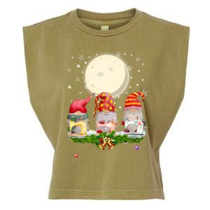 Cute Sewing Gnomes Santa Quilting Xmas Christmas Gift Long Sleeve Garment-Dyed Women's Muscle Tee