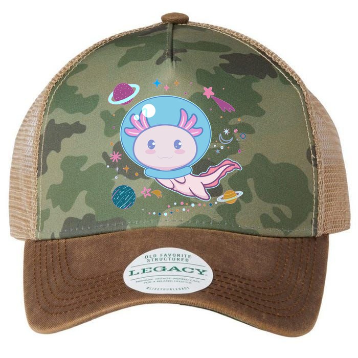 Cute Space Galaxy Astronaut Axolotl Legacy Tie Dye Trucker Hat