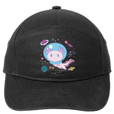 Cute Space Galaxy Astronaut Axolotl 7-Panel Snapback Hat