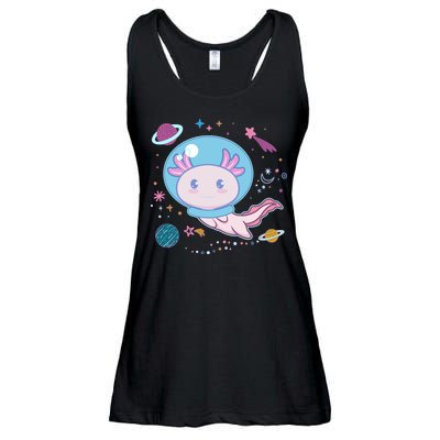 Cute Space Galaxy Astronaut Axolotl Ladies Essential Flowy Tank