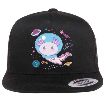 Cute Space Galaxy Astronaut Axolotl Flatbill Hat