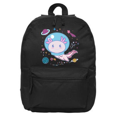 Cute Space Galaxy Astronaut Axolotl 16 in Basic Backpack