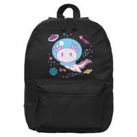 Cute Space Galaxy Astronaut Axolotl 16 in Basic Backpack