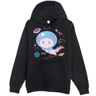 Cute Space Galaxy Astronaut Axolotl Premium Pullover Hoodie