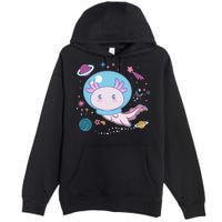 Cute Space Galaxy Astronaut Axolotl Premium Pullover Hoodie