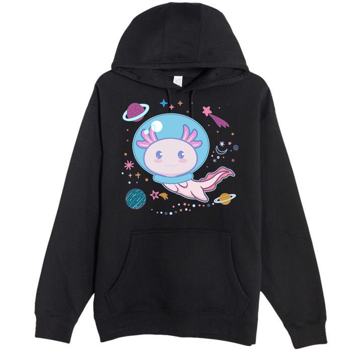 Cute Space Galaxy Astronaut Axolotl Premium Pullover Hoodie