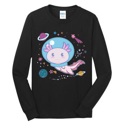 Cute Space Galaxy Astronaut Axolotl Tall Long Sleeve T-Shirt