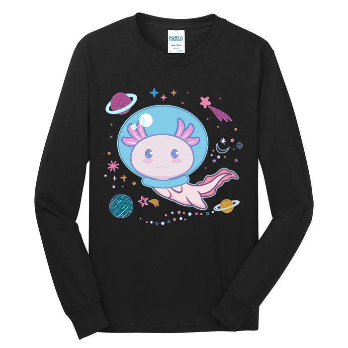 Cute Space Galaxy Astronaut Axolotl Tall Long Sleeve T-Shirt
