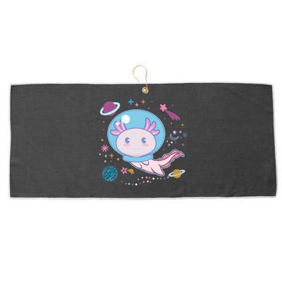 Cute Space Galaxy Astronaut Axolotl Large Microfiber Waffle Golf Towel