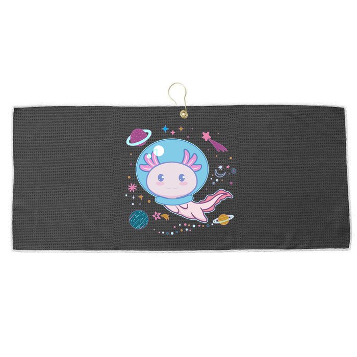 Cute Space Galaxy Astronaut Axolotl Large Microfiber Waffle Golf Towel