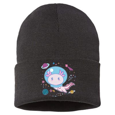 Cute Space Galaxy Astronaut Axolotl Sustainable Knit Beanie