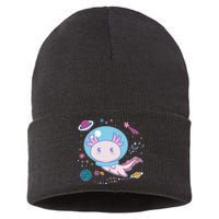 Cute Space Galaxy Astronaut Axolotl Sustainable Knit Beanie