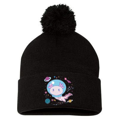 Cute Space Galaxy Astronaut Axolotl Pom Pom 12in Knit Beanie