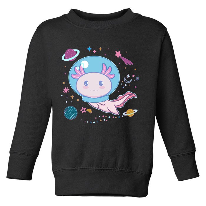 Cute Space Galaxy Astronaut Axolotl Toddler Sweatshirt