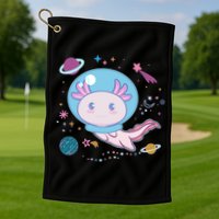 Cute Space Galaxy Astronaut Axolotl Golf Towel