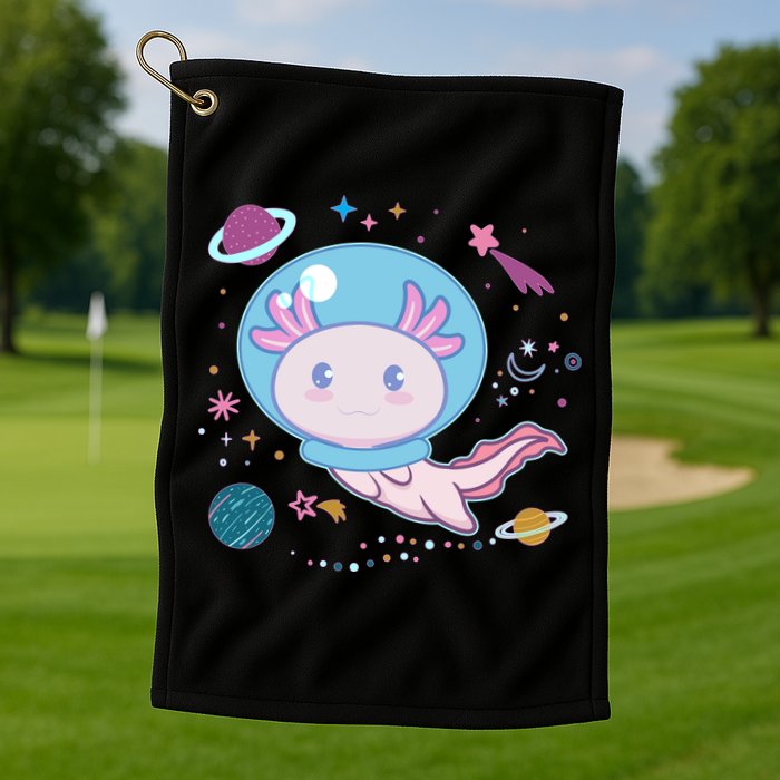 Cute Space Galaxy Astronaut Axolotl Golf Towel