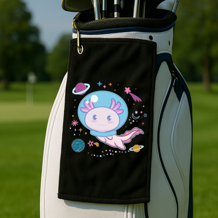 Cute Space Galaxy Astronaut Axolotl Golf Towel