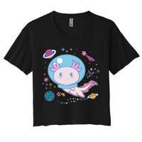 Cute Space Galaxy Astronaut Axolotl Crop Top