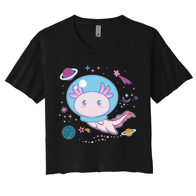 Cute Space Galaxy Astronaut Axolotl Crop Top