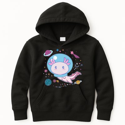 Cute Space Galaxy Astronaut Axolotl Kids Hoodie