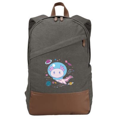 Cute Space Galaxy Astronaut Axolotl Cotton Canvas Backpack