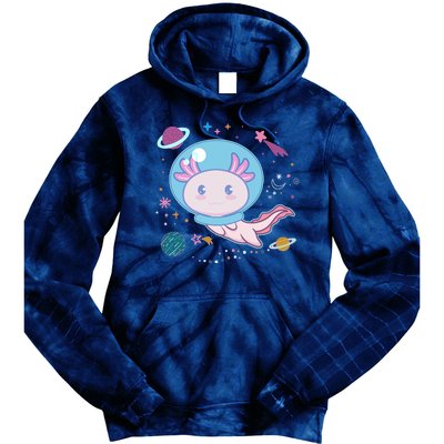 Cute Space Galaxy Astronaut Axolotl Tie Dye Hoodie