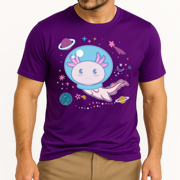 Cute Space Galaxy Astronaut Axolotl Performance Shirt