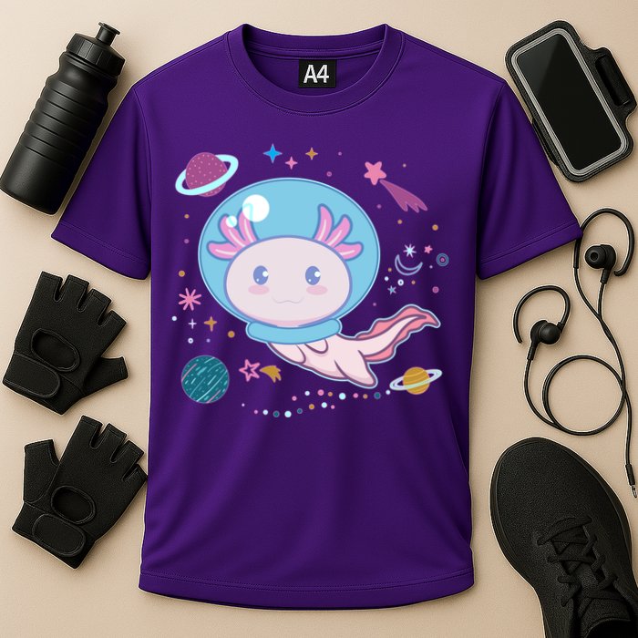 Cute Space Galaxy Astronaut Axolotl Performance Shirt