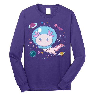 Cute Space Galaxy Astronaut Axolotl Long Sleeve Shirt