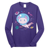 Cute Space Galaxy Astronaut Axolotl Long Sleeve Shirt