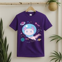 Cute Space Galaxy Astronaut Axolotl T-Shirt