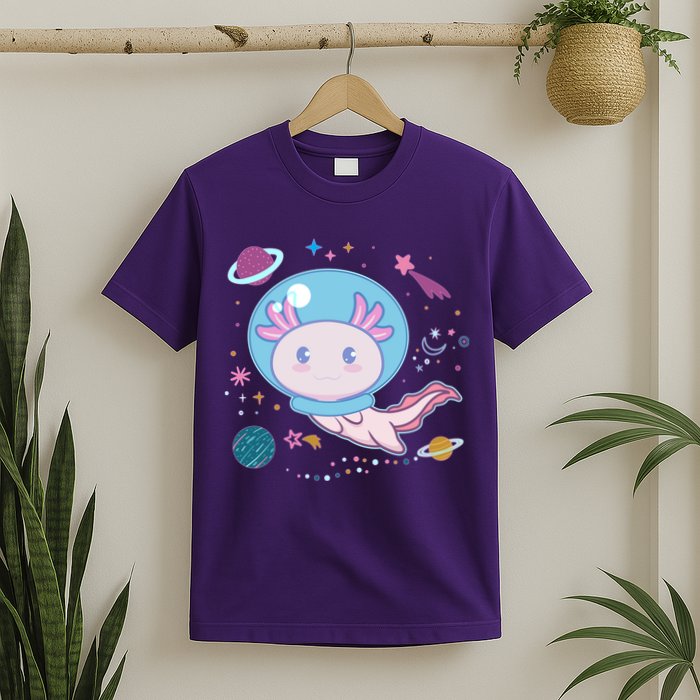 Cute Space Galaxy Astronaut Axolotl T-Shirt