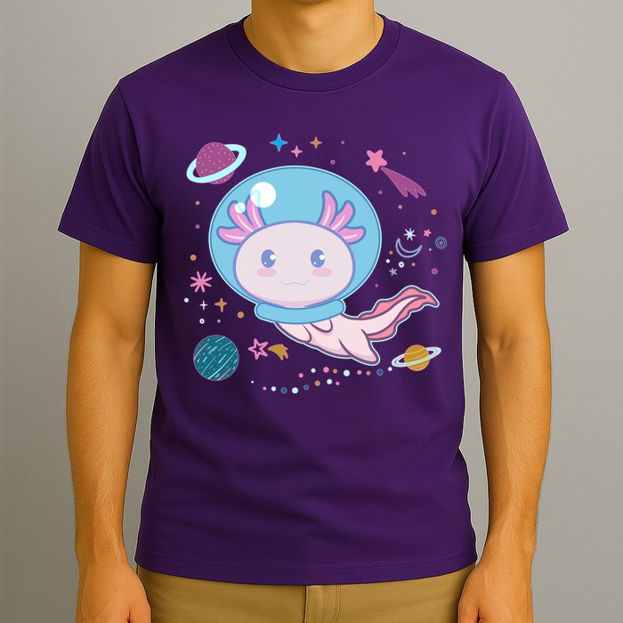 Cute Space Galaxy Astronaut Axolotl T-Shirt