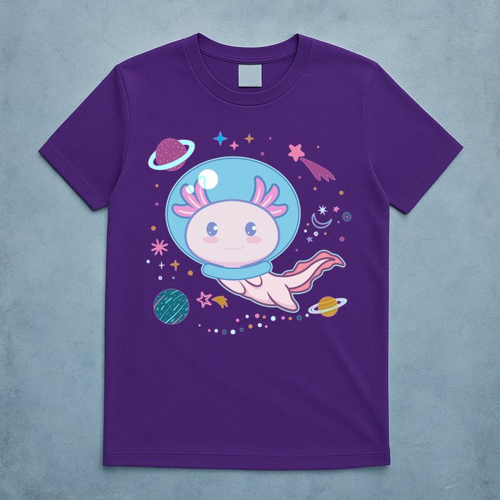 Cute Space Galaxy Astronaut Axolotl T-Shirt