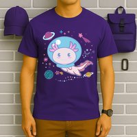 Cute Space Galaxy Astronaut Axolotl T-Shirt