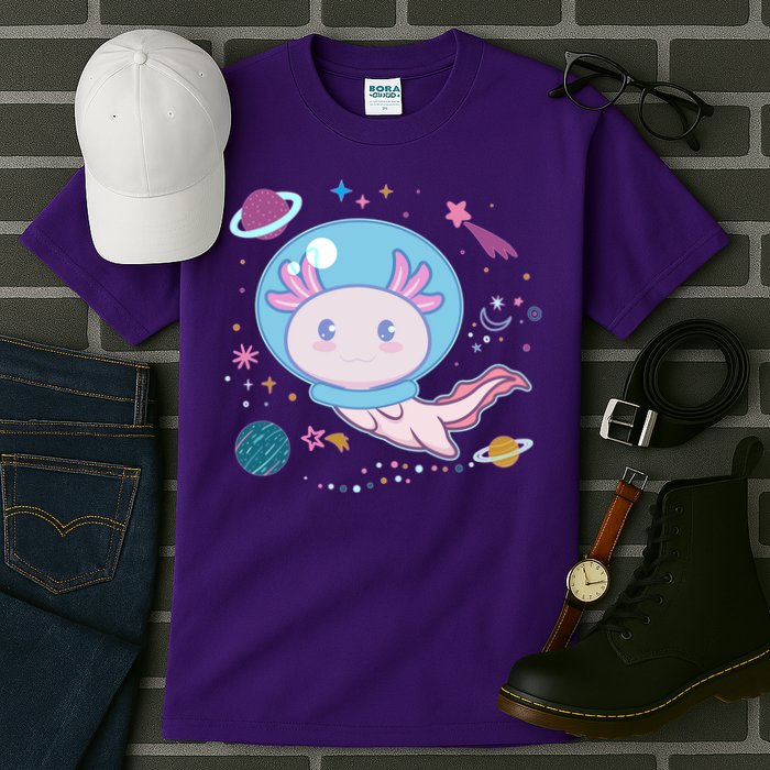 Cute Space Galaxy Astronaut Axolotl Tall T-Shirt