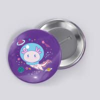 Cute Space Galaxy Astronaut Axolotl Button