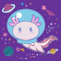 Cute Space Galaxy Astronaut Axolotl Button