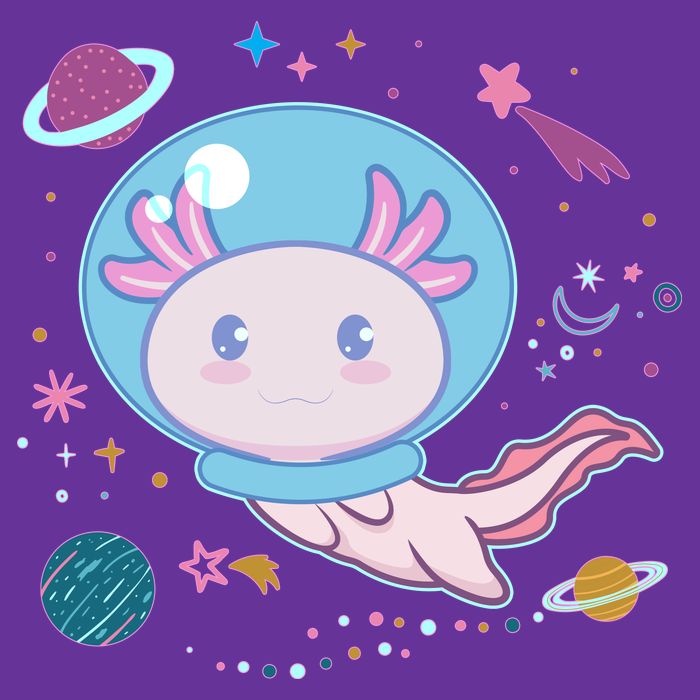 Cute Space Galaxy Astronaut Axolotl Button