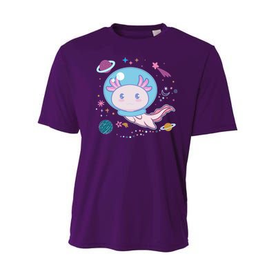 Cute Space Galaxy Astronaut Axolotl Youth Performance Sprint T-Shirt