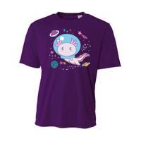 Cute Space Galaxy Astronaut Axolotl Youth Performance Sprint T-Shirt