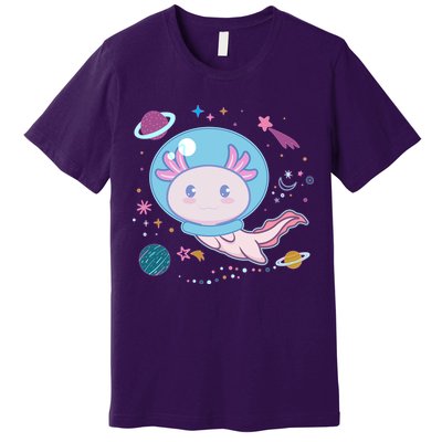 Cute Space Galaxy Astronaut Axolotl Premium T-Shirt
