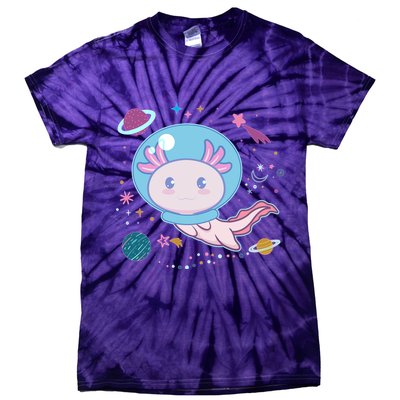 Cute Space Galaxy Astronaut Axolotl Tie-Dye T-Shirt