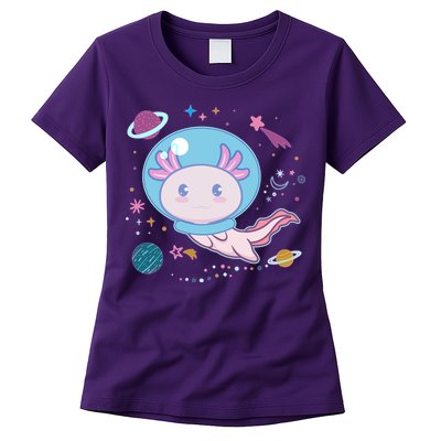 Cute Space Galaxy Astronaut Axolotl Womens T-Shirt