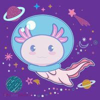 Cute Space Galaxy Astronaut Axolotl Short Acrylic Beanie