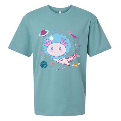 Cute Space Galaxy Astronaut Axolotl Sueded Cloud Jersey T-Shirt