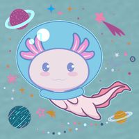Cute Space Galaxy Astronaut Axolotl Sueded Cloud Jersey T-Shirt