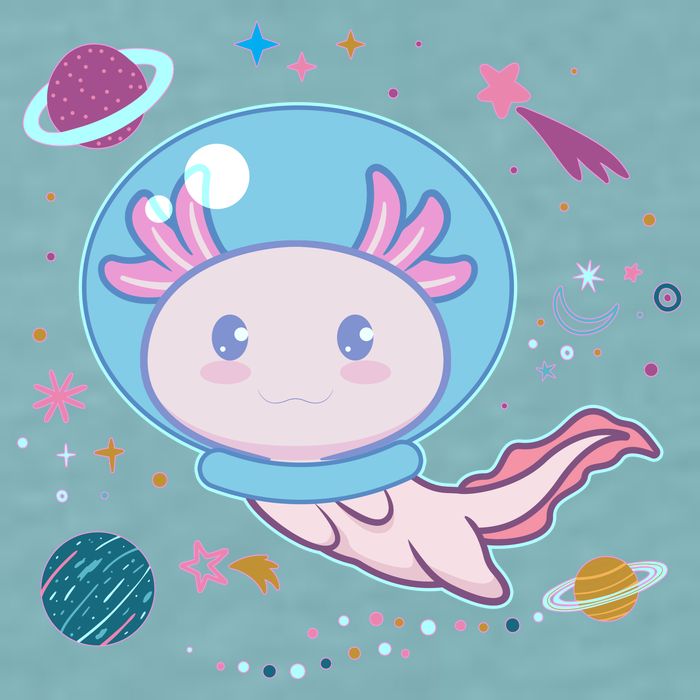 Cute Space Galaxy Astronaut Axolotl Sueded Cloud Jersey T-Shirt