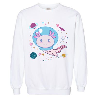 Cute Space Galaxy Astronaut Axolotl Garment-Dyed Sweatshirt